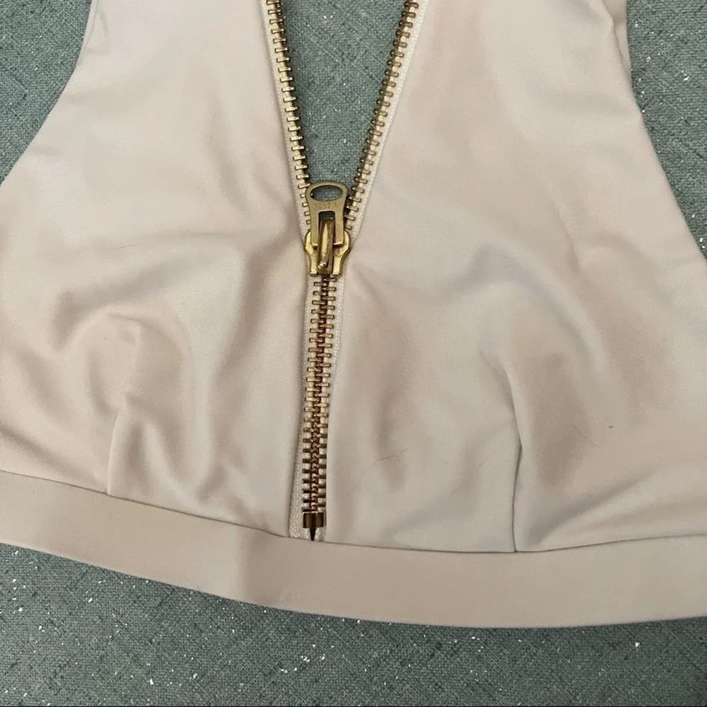 Beach Bunny Bikini Top Gold Zipper